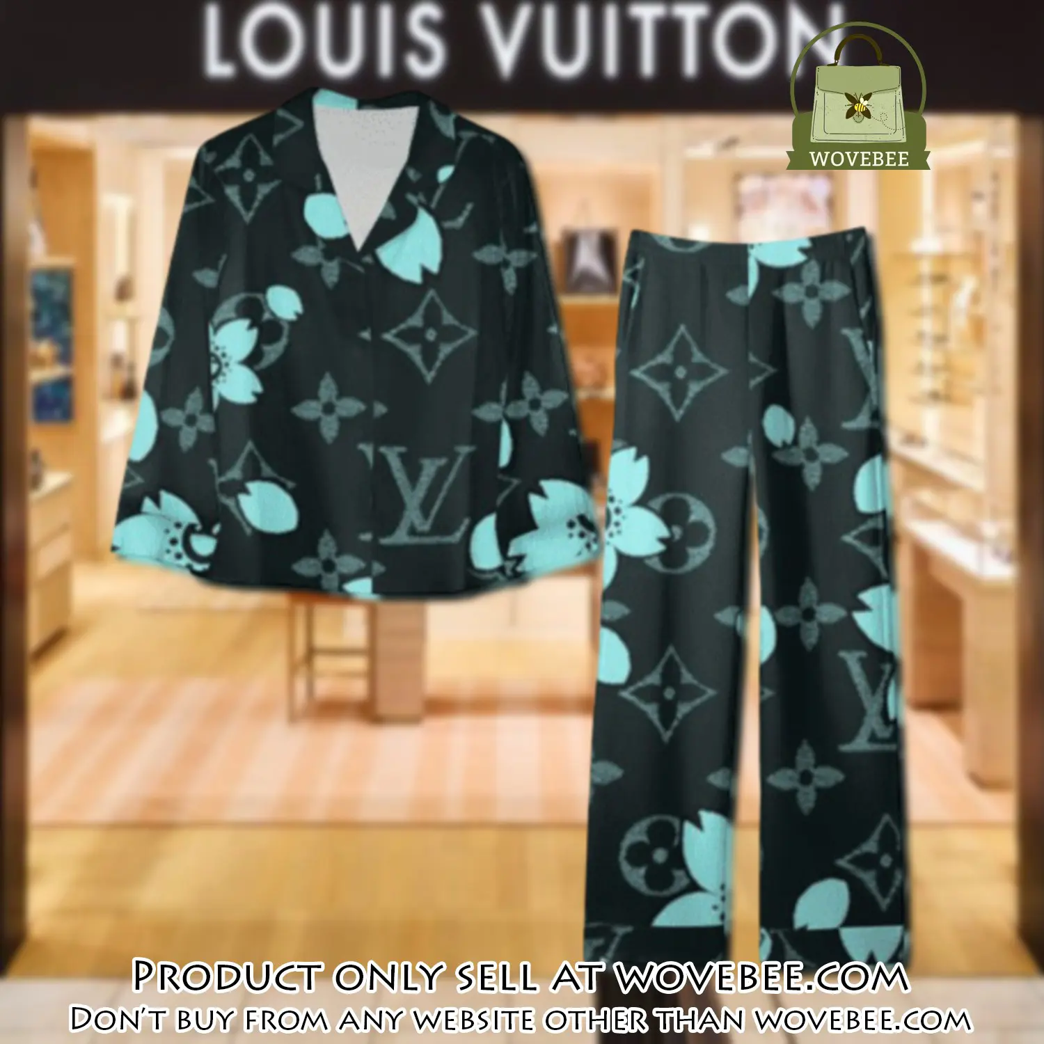 Trending luxury lv satin pajama set pjs1082 wvb1345271